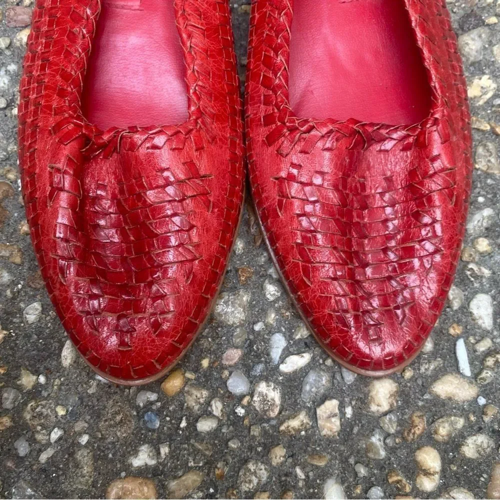 Etienne Aigner Red Woven Flats - Picture 5 of 6
